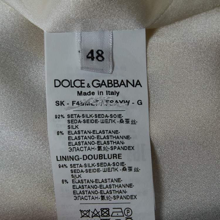 Pre Owned Dolce & Gabbana White/Yellow Sunflower Printed Silk Skirt 2XL