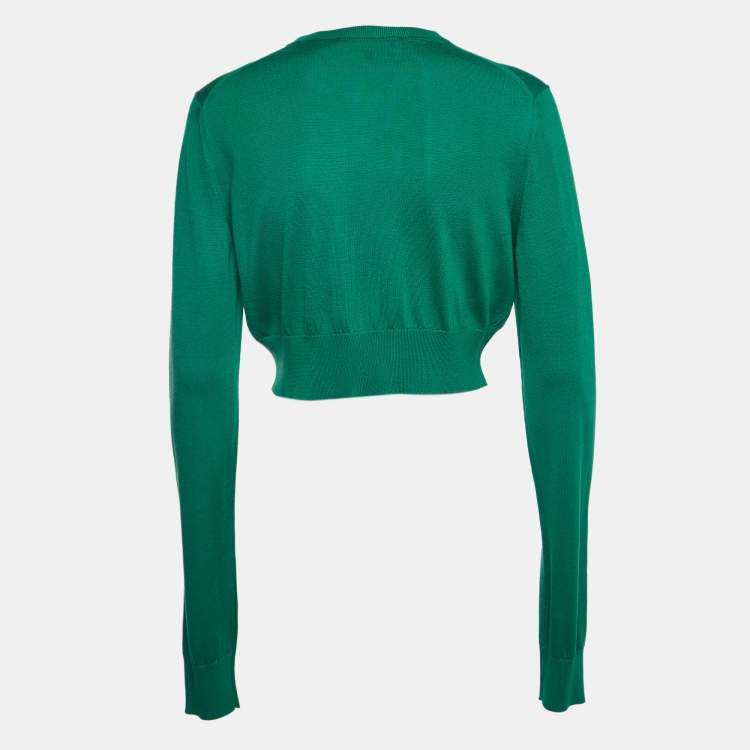 Pre Owned Dolce & Gabbana Green Knit Buttoned Cardigan L