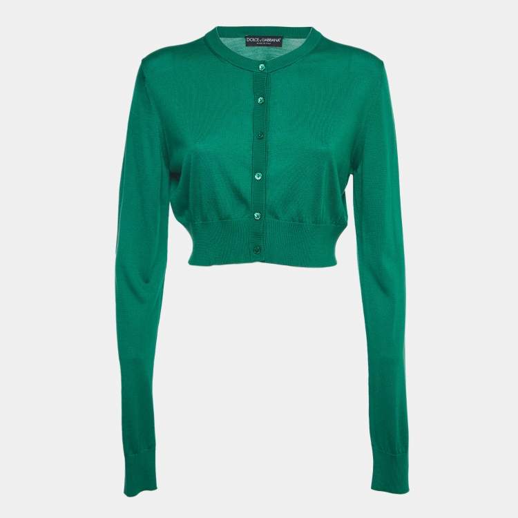 Pre Owned Dolce & Gabbana Green Knit Buttoned Cardigan L