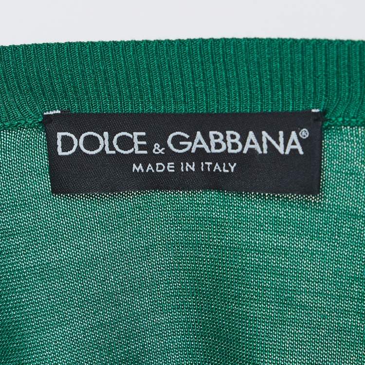 Pre Owned Dolce & Gabbana Green Knit Buttoned Cardigan L