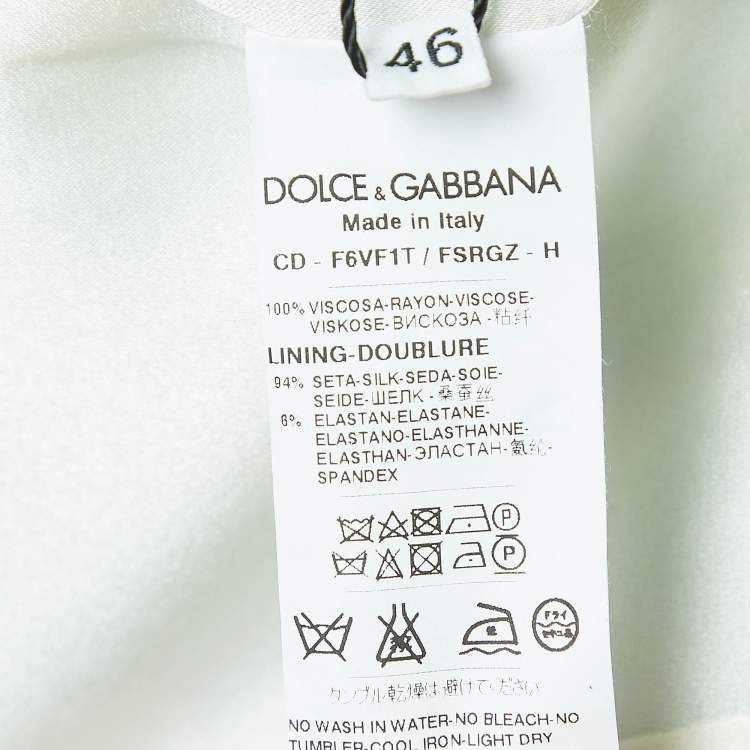 Pre Owned Dolce & Gabbana Green Leaf Printed Crepe Mini Dress L