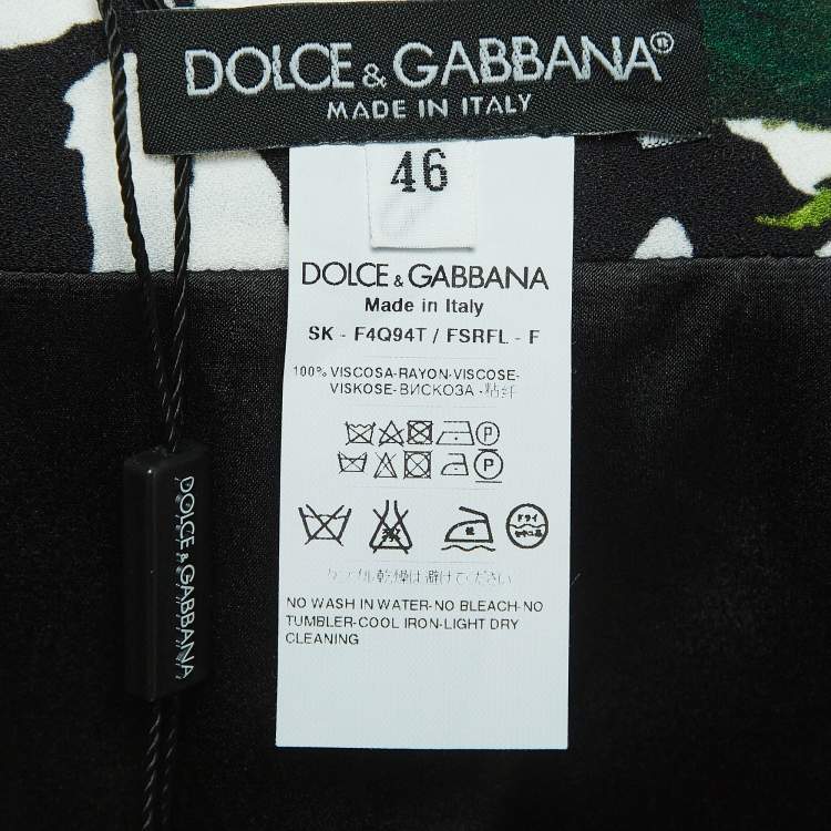 Pre Owned Dolce & Gabbana Black Floral Print Crepe A-Line Skirt L