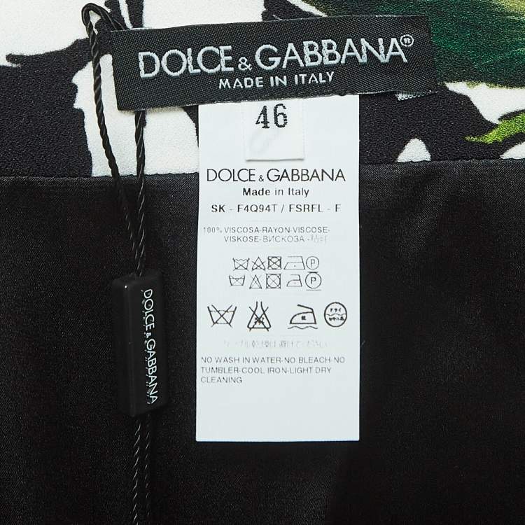 Pre Owned Dolce & Gabbana Black Floral Print Crepe A-Line Skirt L