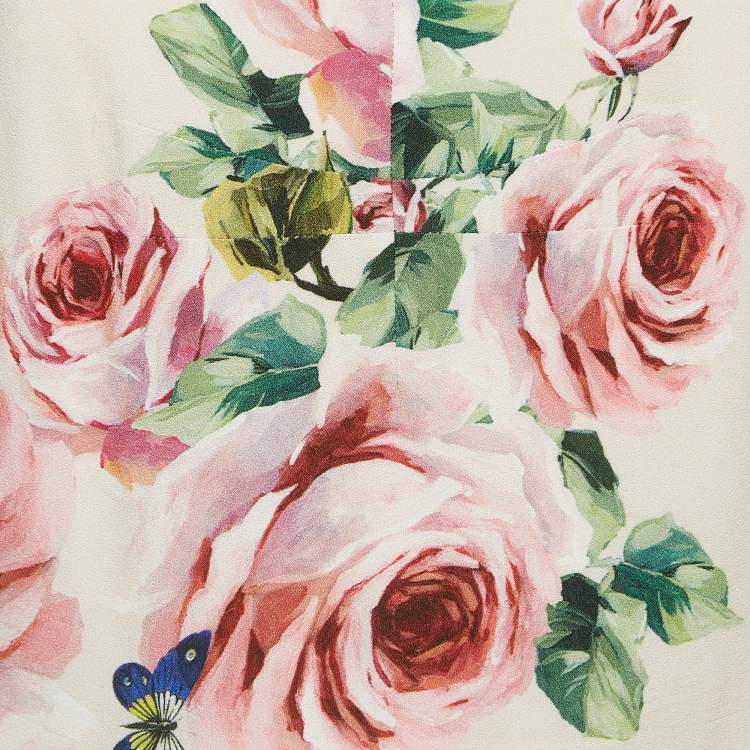 Pre Owned Dolce & Gabbana Pink Floral Printed Crepe Midi Dress XL