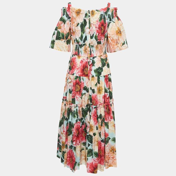 Pre Owned Dolce & Gabbana Multicolor Floral Printed Off Shoulder Maxi Dress XL