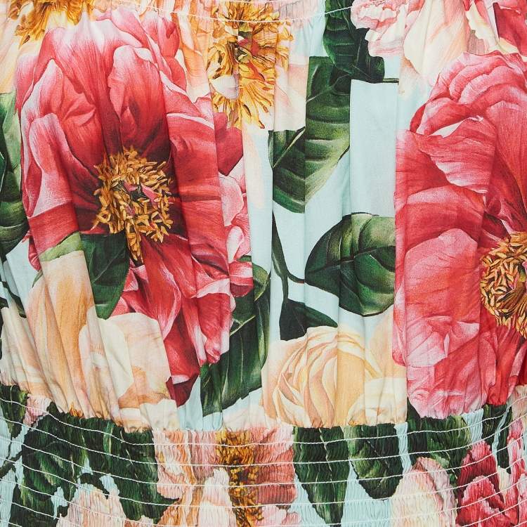 Pre Owned Dolce & Gabbana Multicolor Floral Printed Off Shoulder Maxi Dress XL