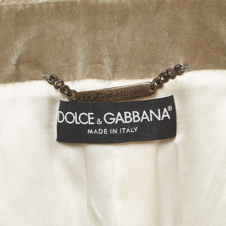 Pre Owned Dolce & Gabbana Vintage Grey Velvet Double-Breasted Blazer M