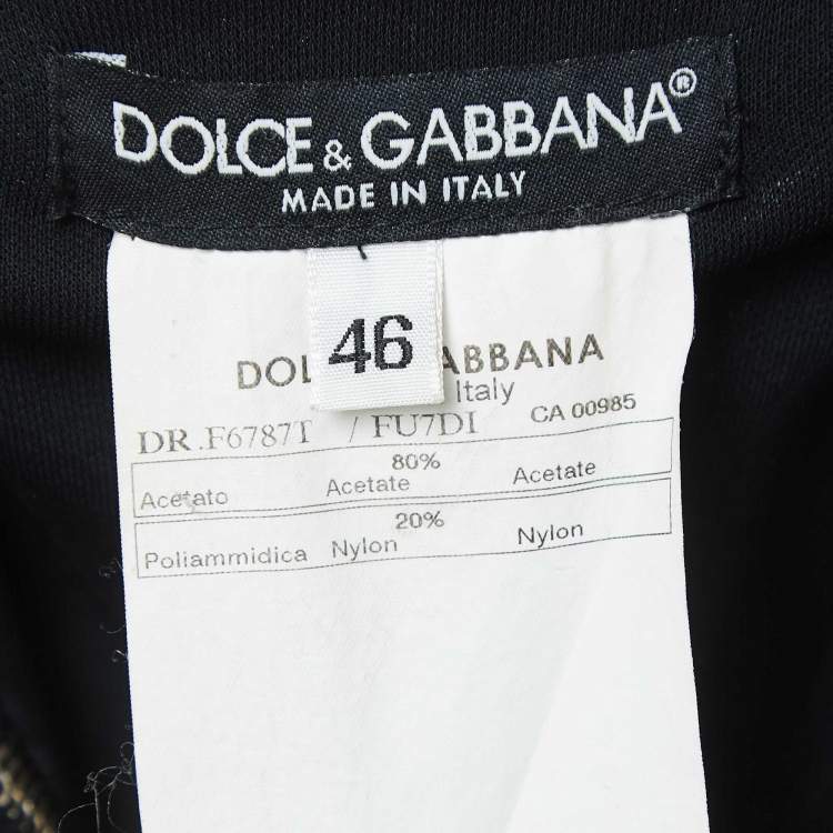 Pre Owned Dolce & Gabbana Black Crepe Back Chain Detail Mini Dress L
