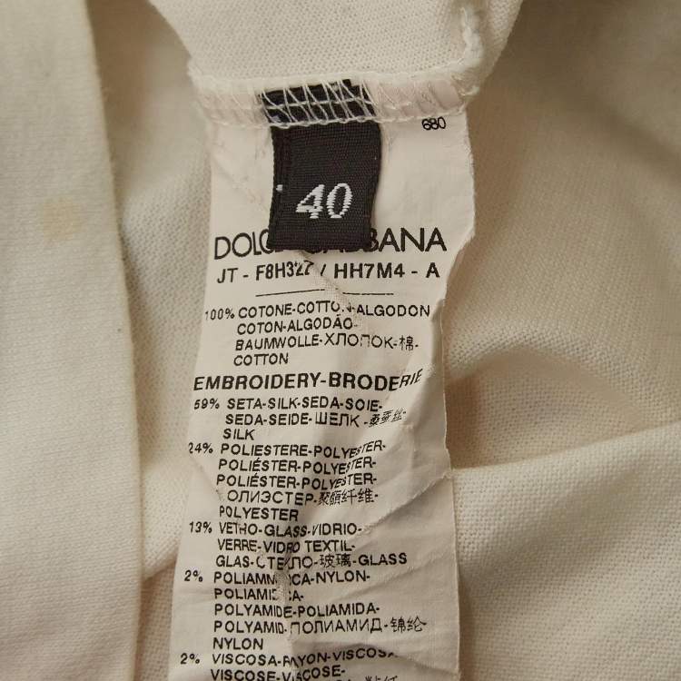 Pre Owned Dolce & Gabbana White Floral Printed Cotton T-Shirt S