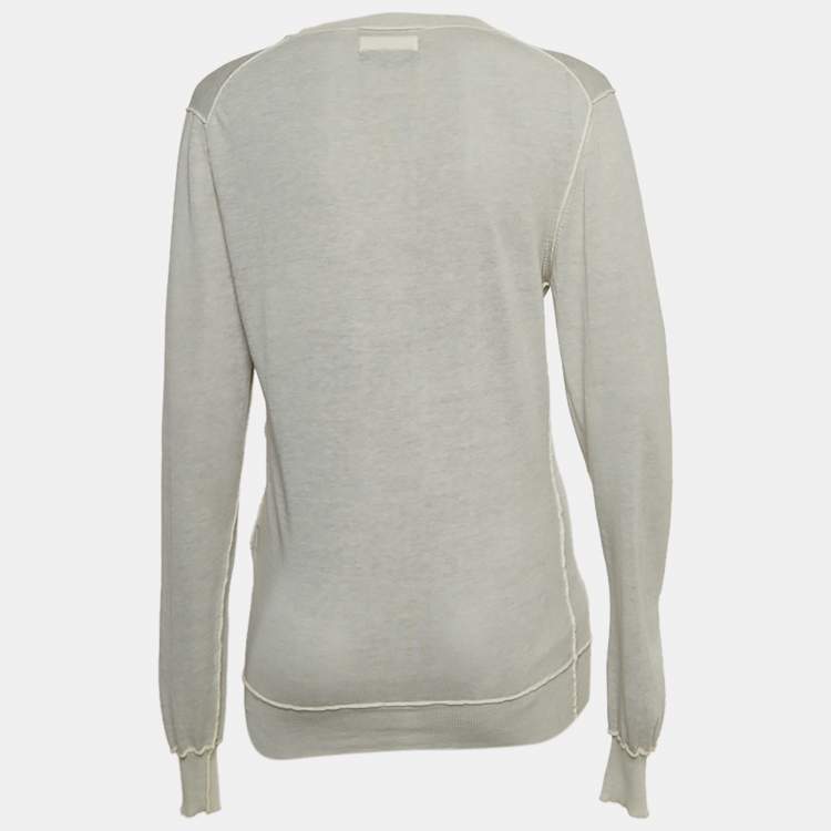 Pre Owned Dolce & Gabbana Grey Cotton Knit Buttoned Cardigan M