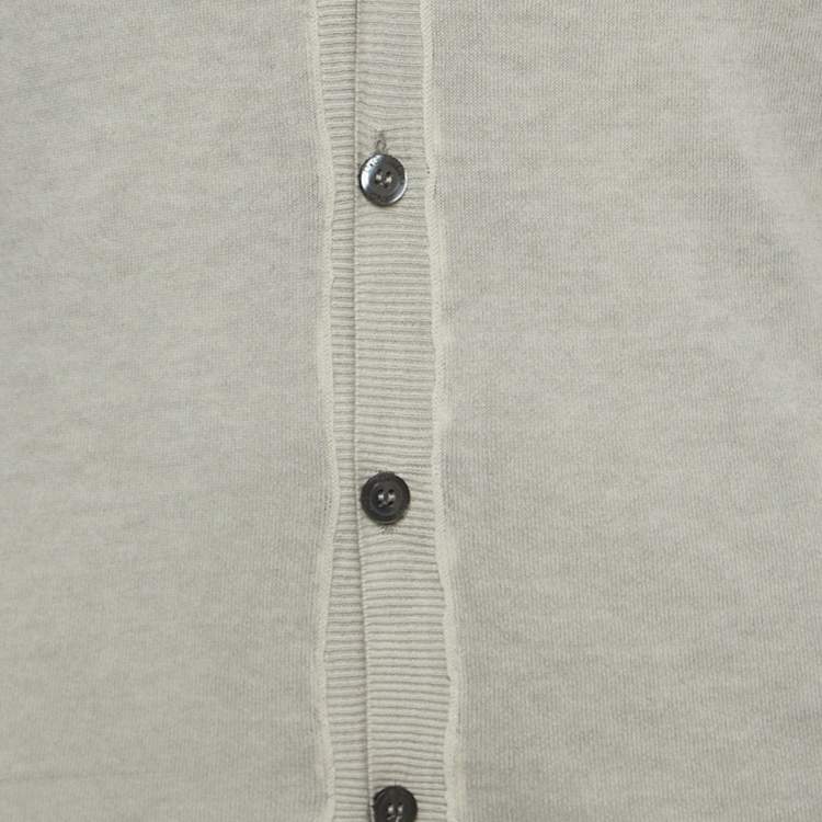 Pre Owned Dolce & Gabbana Grey Cotton Knit Buttoned Cardigan M