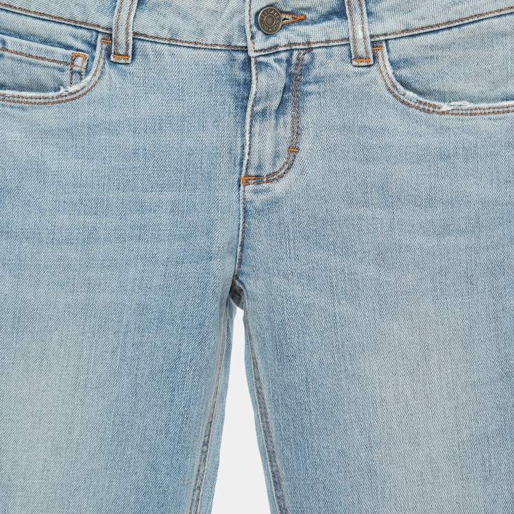 Pre Owned Dolce & Gabbana Blue Washed Distressed Denim Skinny Jeans S Waist 26"