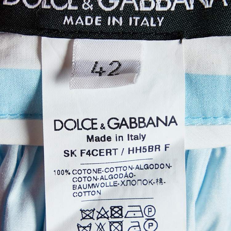 Pre Owned Dolce & Gabbana White Calendar Print Cotton Gathered Maxi Skirt M
