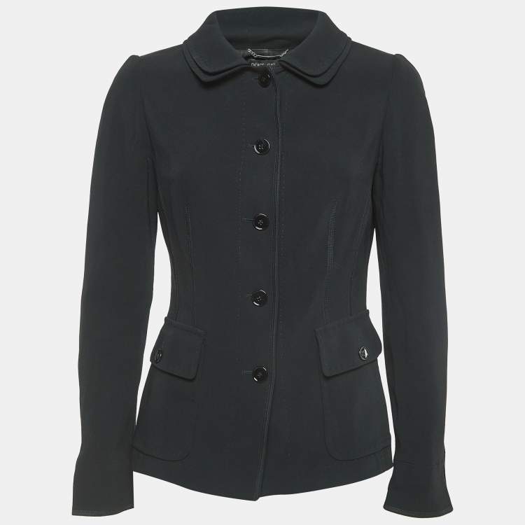 Pre Owned Dolce & Gabbana Black Crepe Buttoned Jacket S