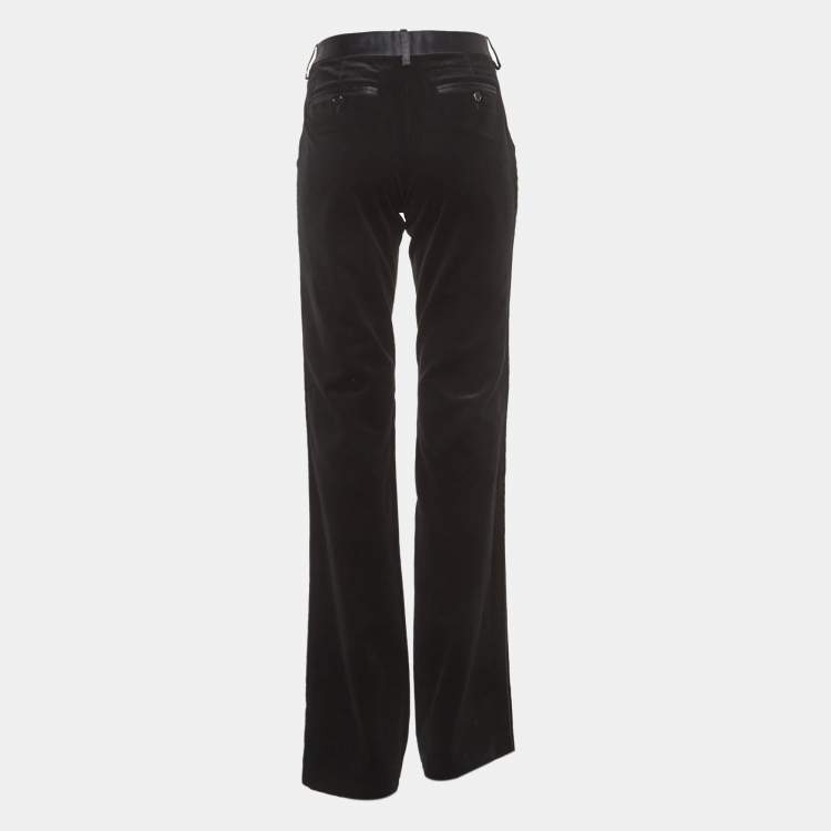 Pre Owned Dolce & Gabbana Black Velvet Trousers M