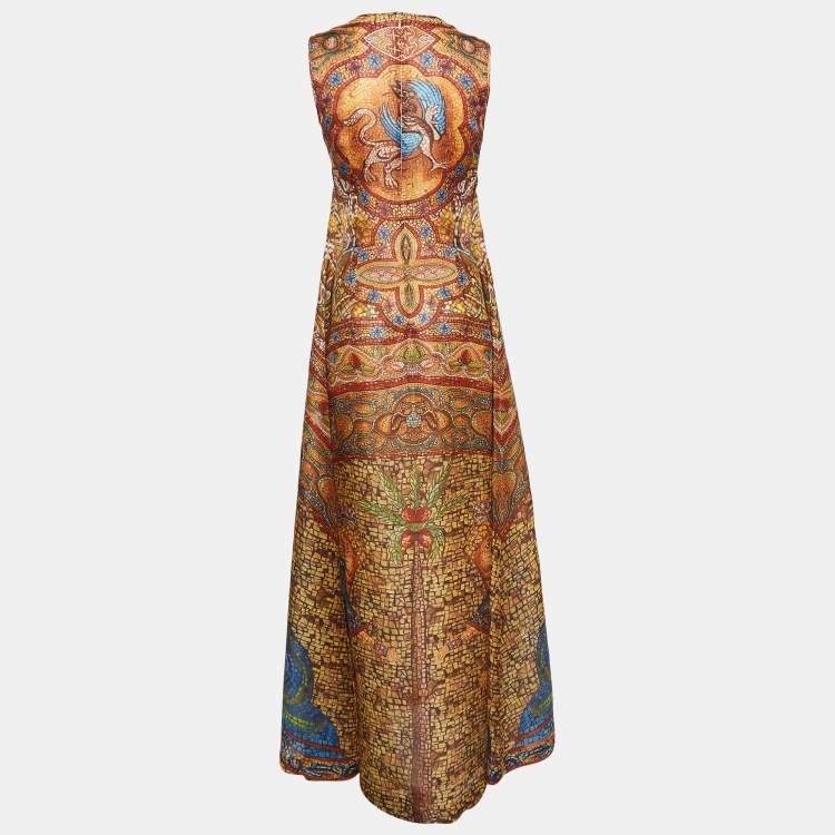 Pre Owned Dolce & Gabbana Multicolor Print Silk Sleeveless Maxi Dress S