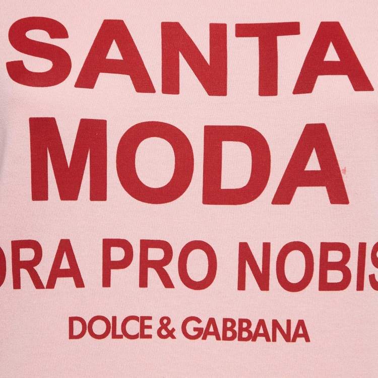 مملوكة مسبقًا Dolce & Gabbana Light Pink Logo Print Cotton Half Sleeve T-Shirt S