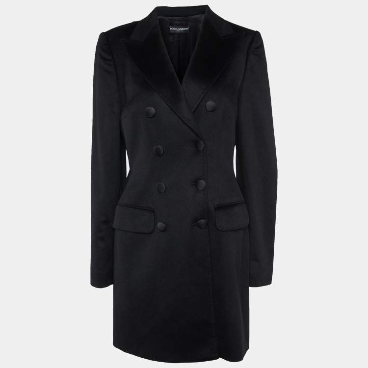 مملوكة مسبقًا Dolce & Gabbana Black Cashmere Double-Breasted Coat L