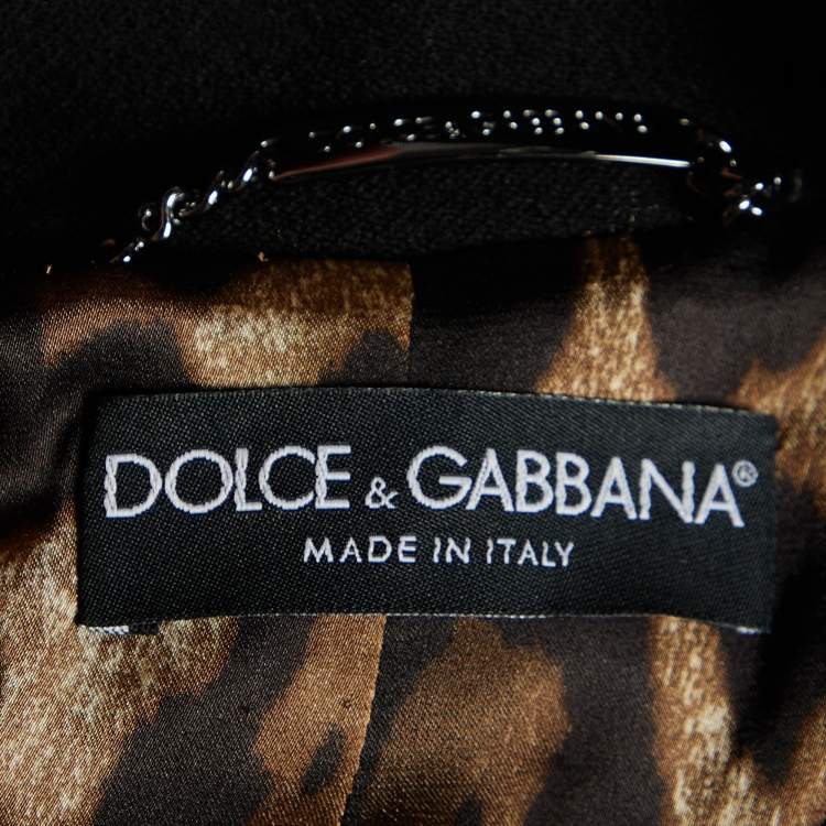 Pre Owned Dolce & Gabbana Black Wool Double-Breasted Coat S
