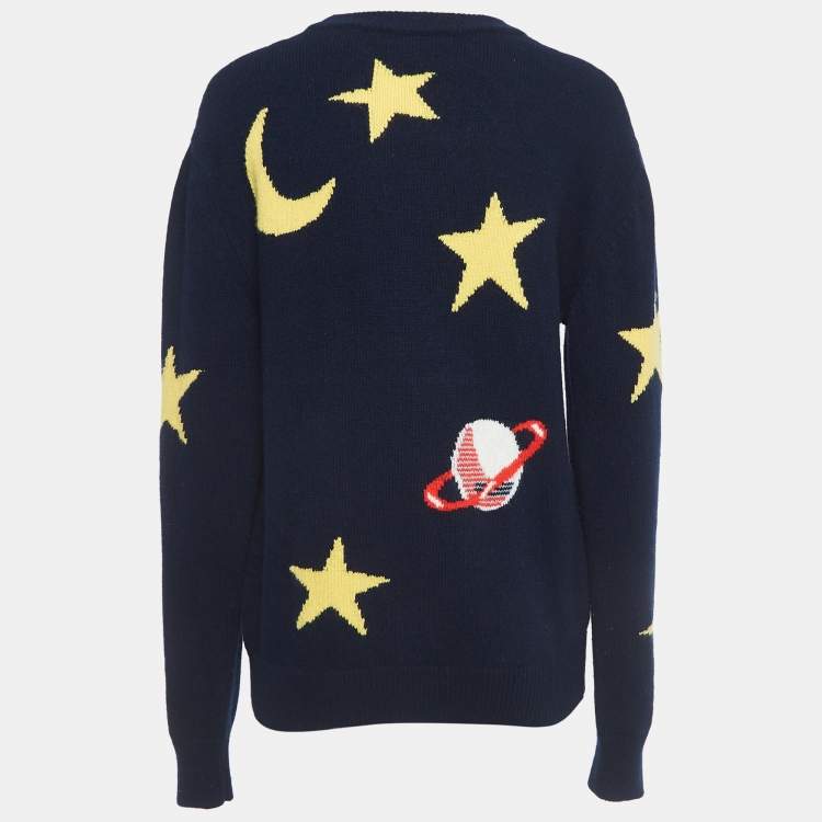 Pre Owned Dolce & Gabbana Navy Blue Spaceship Wool Sweater M
