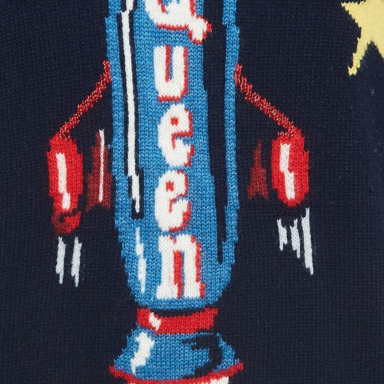 Pre Owned Dolce & Gabbana Navy Blue Spaceship Wool Sweater M