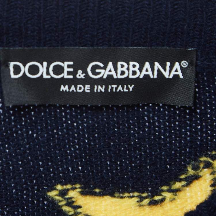 Pre Owned Dolce & Gabbana Navy Blue Spaceship Wool Sweater M