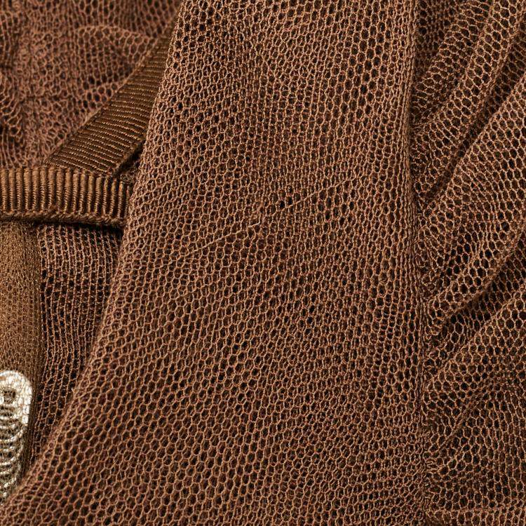 Pre Owned Dolce & Gabbana Brown Tulle Ruched Long Dress L 