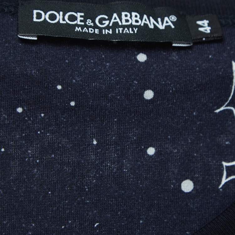 Pre Owned Dolce & Gabbana Navy Blue Space Print Cotton Half Sleeve T-Shirt M