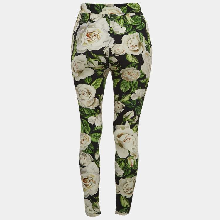 Pre Owned Dolce & Gabbana Multicolor Floral Printed Silk Trousers S