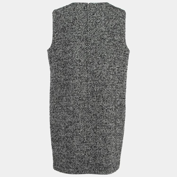 Pre Owned Dolce & Gabbana Black & White Tweed Sleeveless A-Line Mini Dress XL