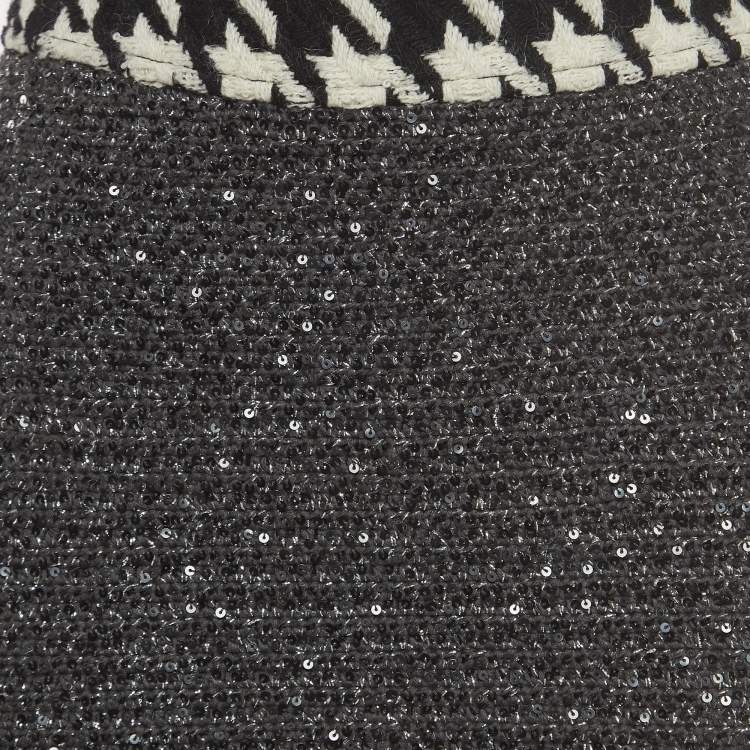 Pre Owned Dolce & Gabbana Grey Cotton Blend Sequin Detail Mini Skirt S