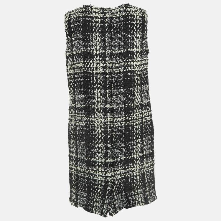 Pre Owned Dolce & Gabbana Plaid Tweed A-Line Mini Dress M