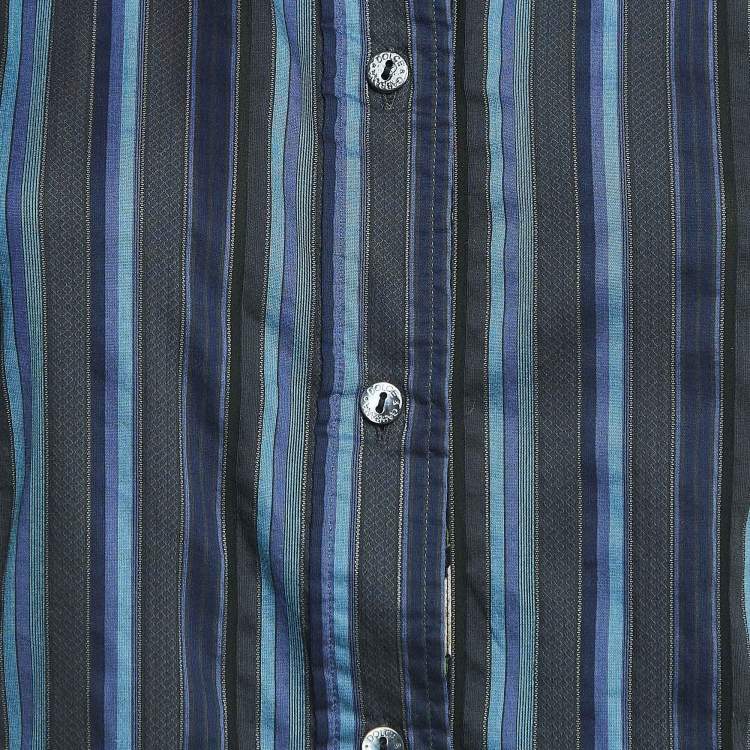 Pre Owned Dolce & Gabbana Blue Striped Cotton Full Sleeve Shirt M