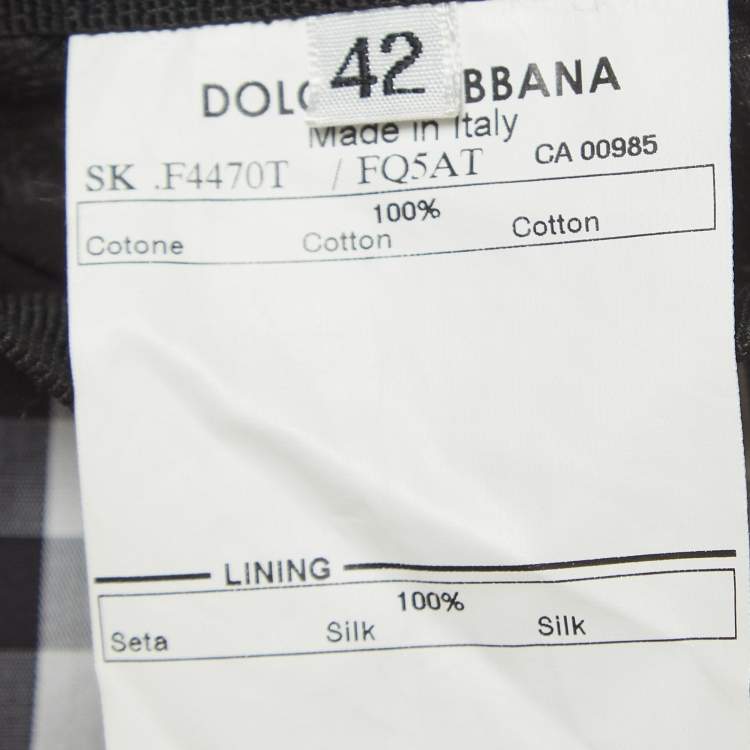 Pre Owned Dolce & Gabbana Black Checked Cotton Midi Skirt M