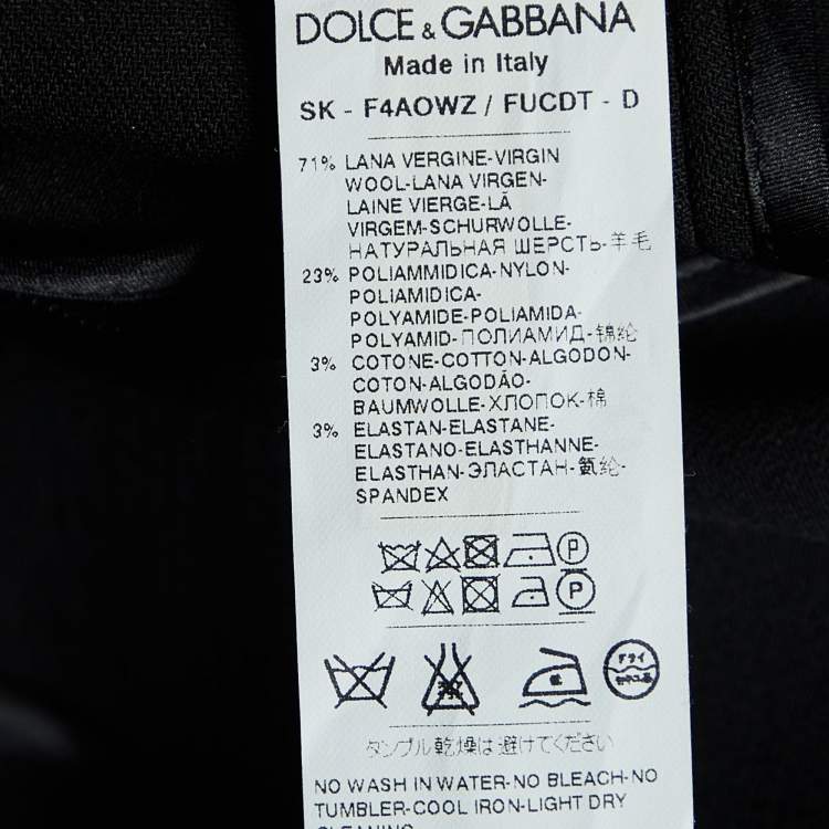 Pre Owned Dolce & Gabbana Black Wool Embellished Flute Hem Skirt S