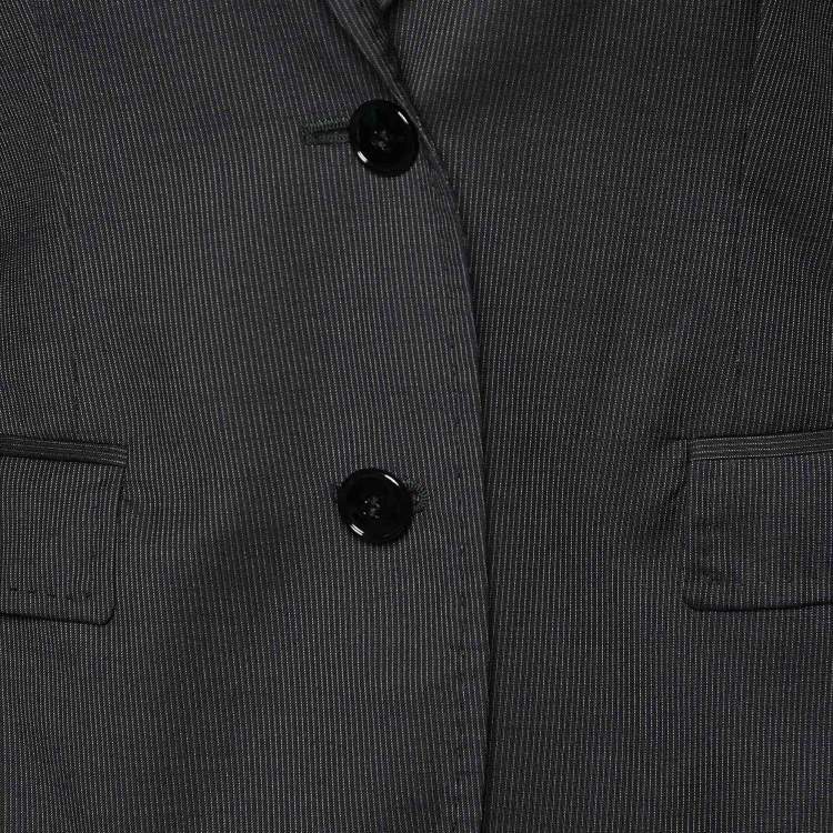 Pre Owned Dolce & Gabbana Charcoal Grey Pinstriped Wool & Silk Pant Suit S