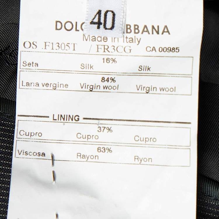 Pre Owned Dolce & Gabbana Charcoal Grey Pinstriped Wool & Silk Pant Suit S