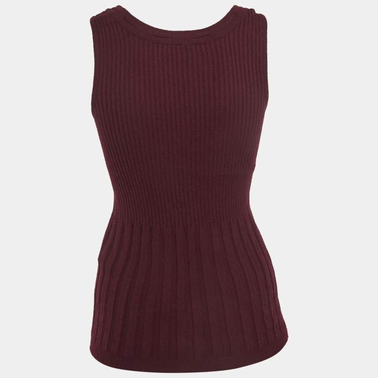 Pre Owned Dolce & Gabbana Burgundy Wool Blend Knit Sleeveless Top M