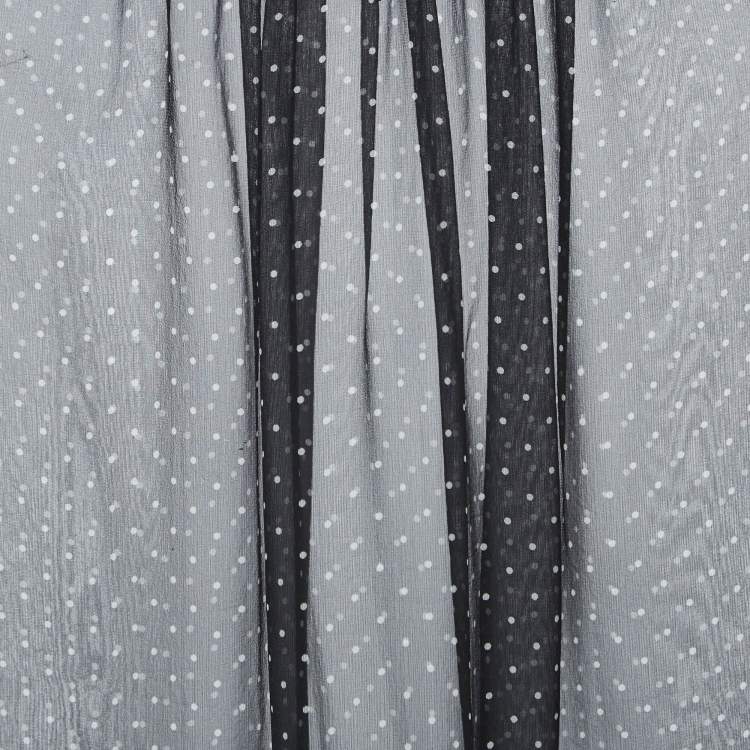Pre Owned Dolce & Gabbana Black Dotted Silk Chiffon Sleeveless Top M
