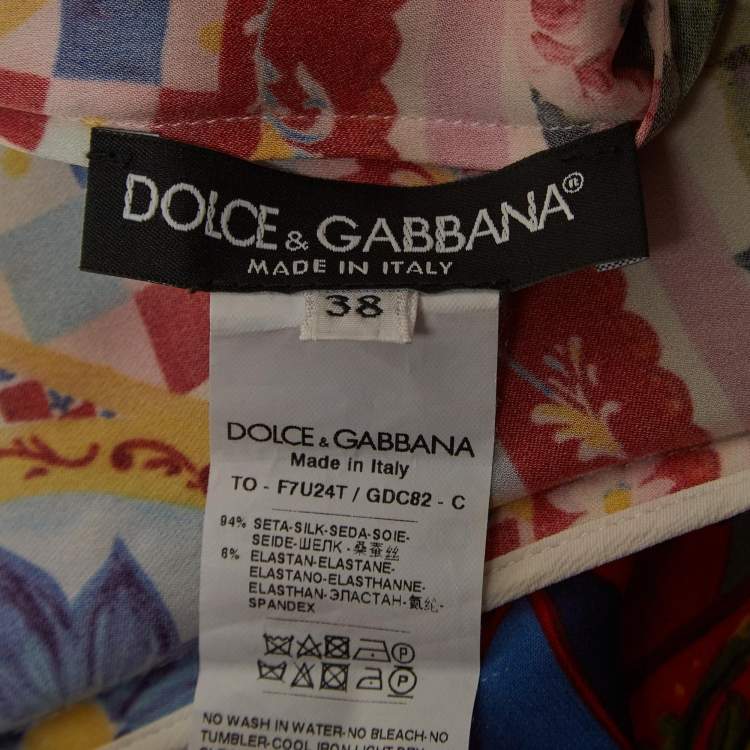 Pre Owned Dolce & Gabbana Multicolor Mambo Print Silk Sleeveless Top S