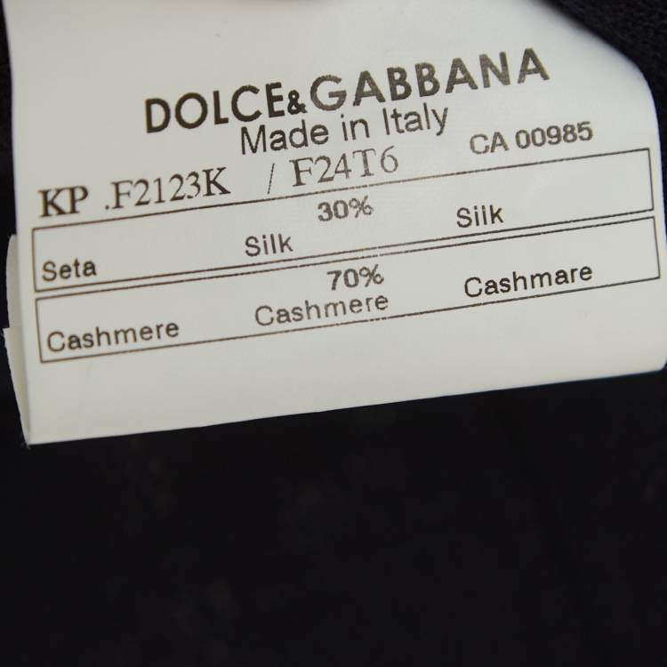Pre Owned Dolce & Gabbana Navy Blue Cashmere and Silk Knit Neck Tie Top M