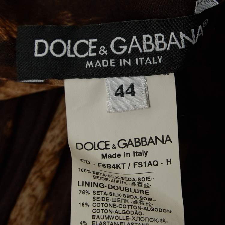 Pre Owned Dolce & Gabbana Brown Animal Print Silk Tie-Up Detail Mini Dress M