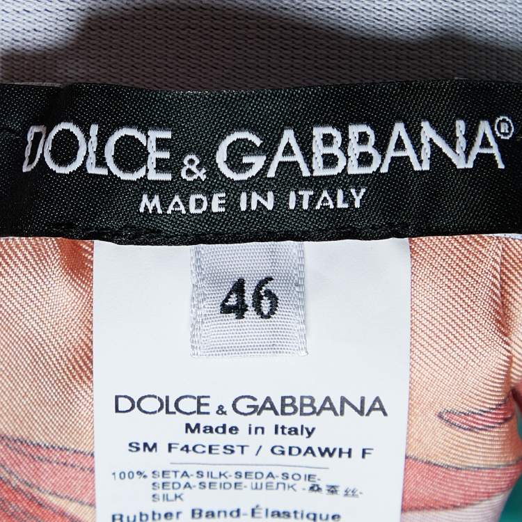 Pre Owned Dolce & Gabbana Multicolor Printed Silk Mixed Panel Mini Skirt L
