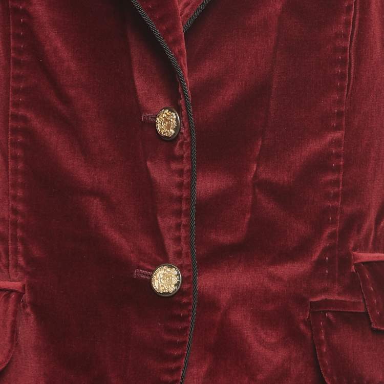 Pre Owned Dolce & Gabbana Red Velvet Single Breasted Blazer M