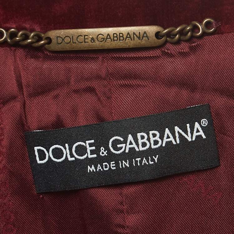 Pre Owned Dolce & Gabbana Red Velvet Single Breasted Blazer M