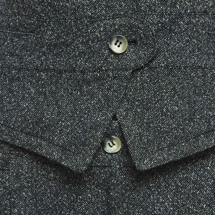 Pre Owned Dolce & Gabbana Grey Wool Blend Knit Vest and Pants Suit M