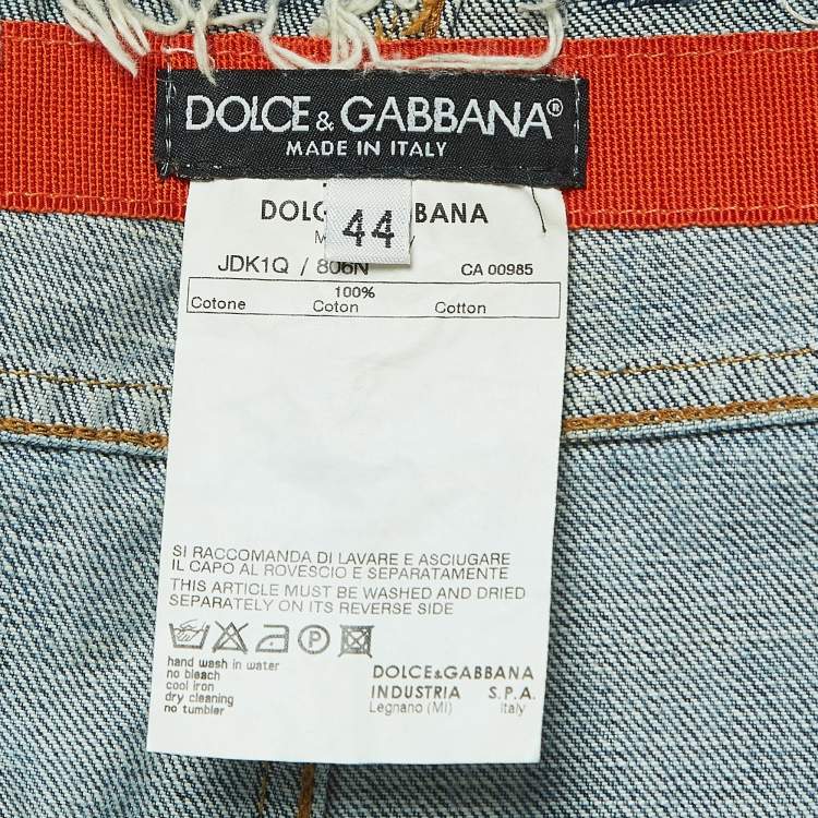 Pre Owned Dolce & Gabbana Vintage Blue Denim Embellished Mini Skirt M