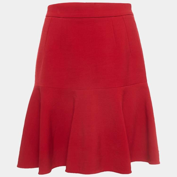 Pre Owned Dolce & Gabbana Red Wool Flared Short Skirt M