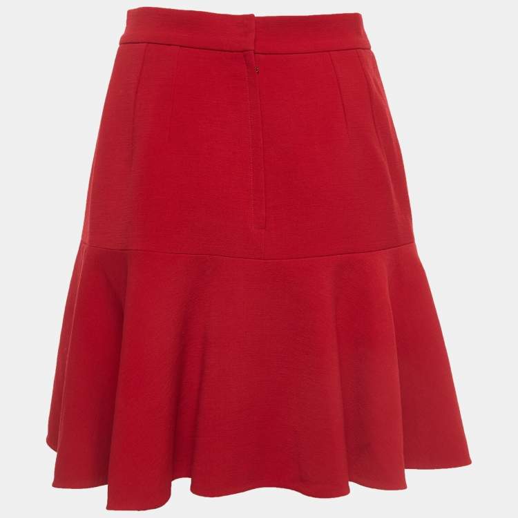Pre Owned Dolce & Gabbana Red Wool Flared Short Skirt M