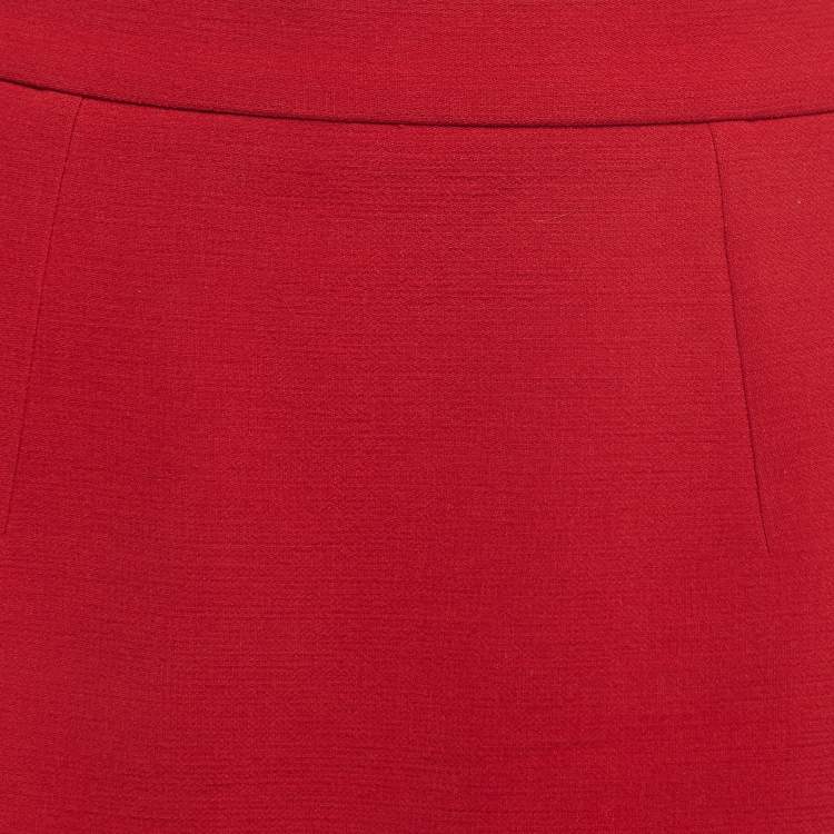 Pre Owned Dolce & Gabbana Red Wool Flared Short Skirt M
